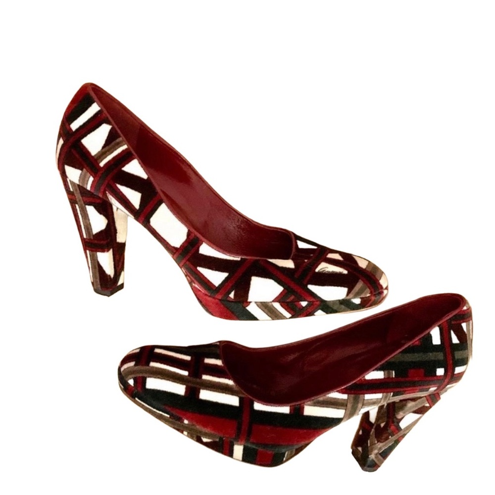 Velvet Gucci Graphic Print Heels